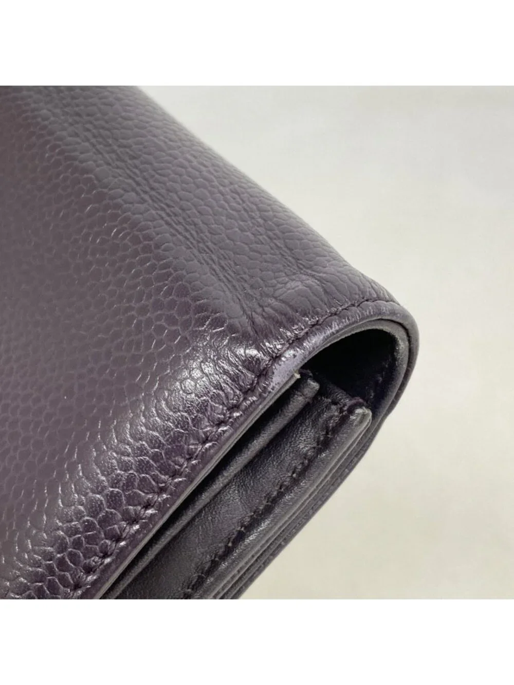 Chanel Wallet Caviar Leather Purple Silver